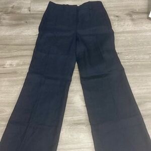 NWT J. Crew Navy Wide Leg Linen blend trousers, Tall